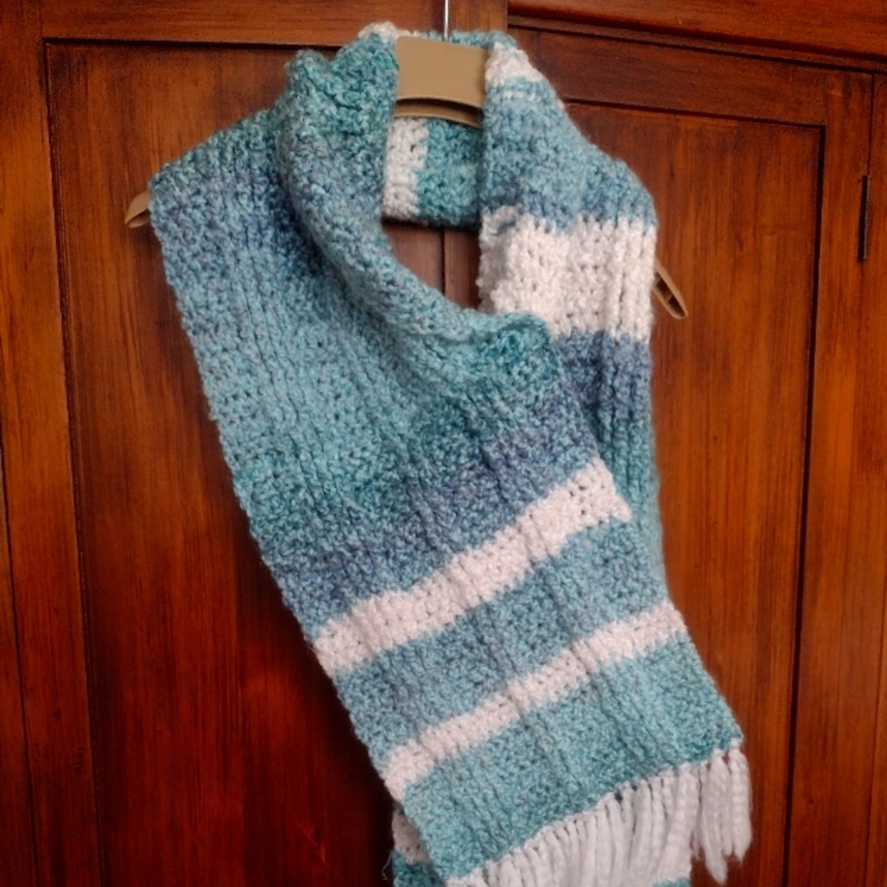 Chunky crocheted scarf.